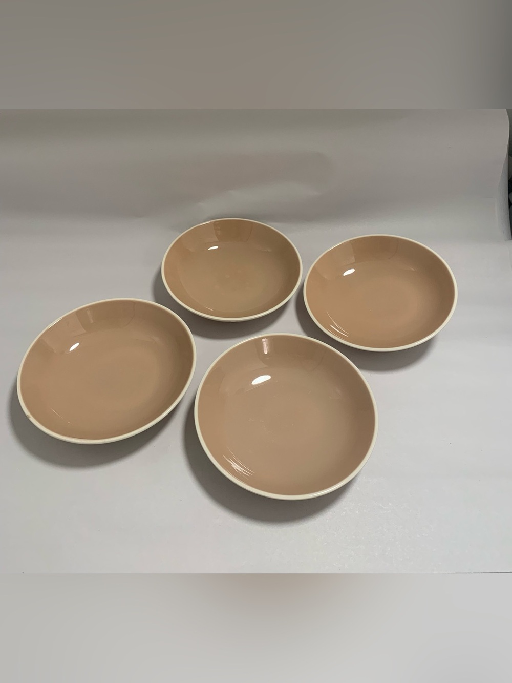 MCM VTG Ironstone Ceramic Glazed Dessert Fruit Bowls. Pink Cocoa. Set of 4.